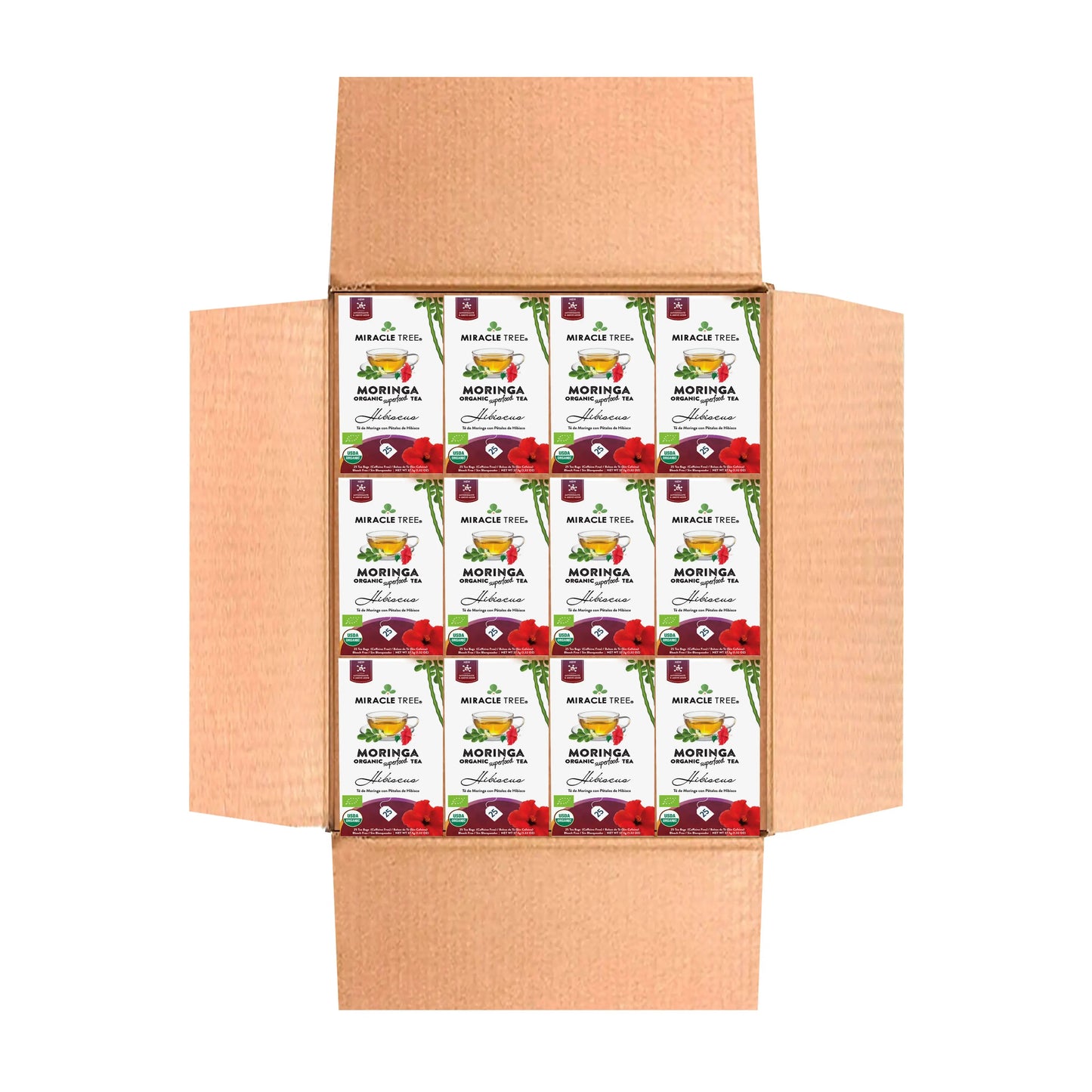 Organic Moringa Tea - Hibiscus - Caffeine-Free Herbal Tea