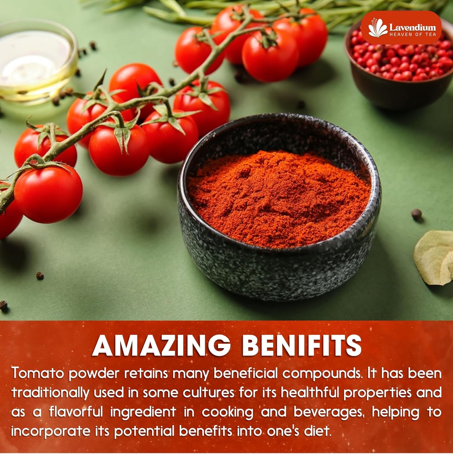 Premium Tomato Powder – 100% Pure Dehydrated Tomato – Non-GMO, Vegan, Gluten-Free, No Additives – Rich Color & Flavor – Great for Cooking, Seasoning, Sauces & More