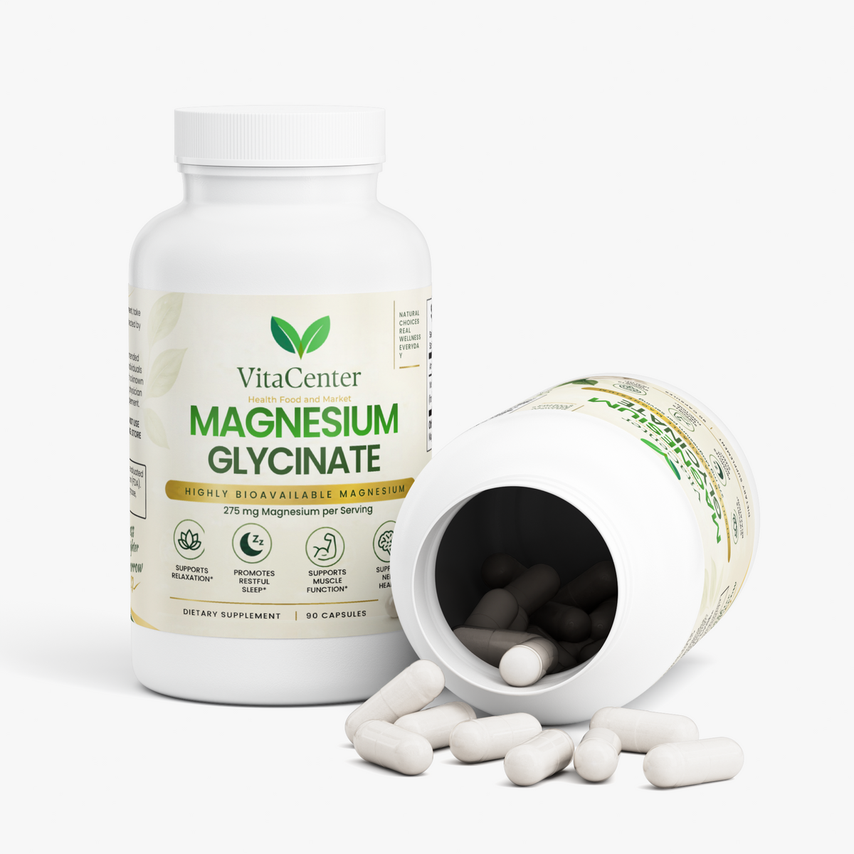Magnesium Glycinate 275mg High Absorption Capsules – Sleep, Relaxation & Muscle Support, 90 Count