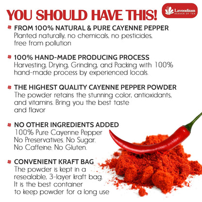 Premium Cayenne Pepper Powder– Pure Ground Red Pepper, Bold and Spicy Flavor