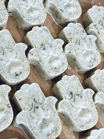 Hamsa Soap Bar | Handcrafted Natural Soap in Rose Garden, Honey Chamomile, Lavender Oatmeal & More