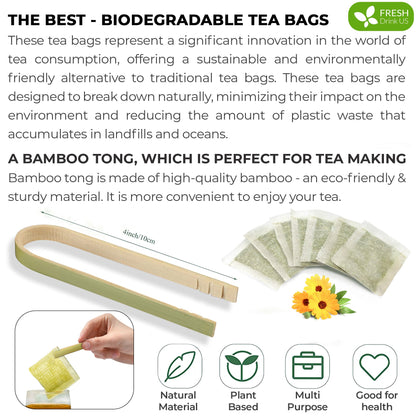 Moringa Leaf Tea Bags, 100% Natural & Pure from Moringa Leaves. Loose Leaf Moringa Herbal Tea. Moringa Leaf Tea. No Sugar, No Caffeine, No Gluten, Vegan