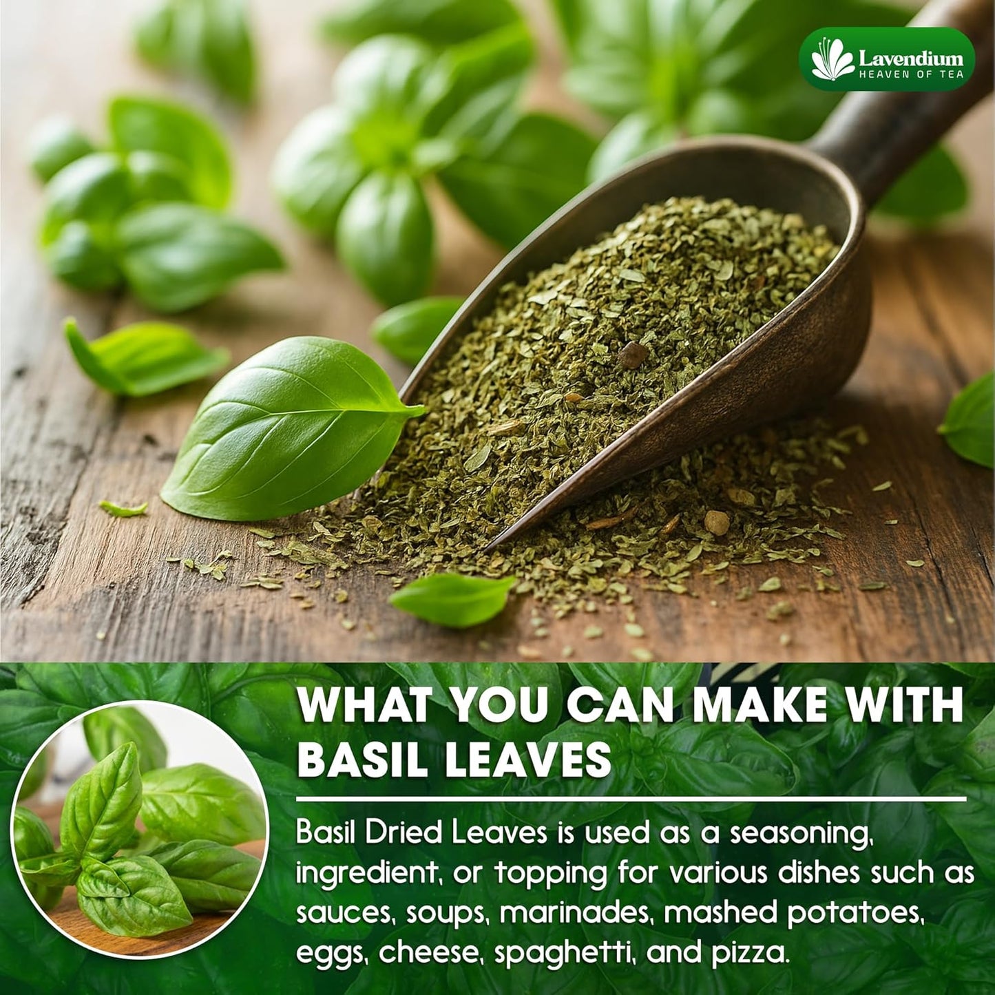Premium Dried Basil – 100% Pure, Non-GMO, Gluten-Free, Vegan – Aromatic Culinary Herb for Cooking, Garnish, and Seasoning