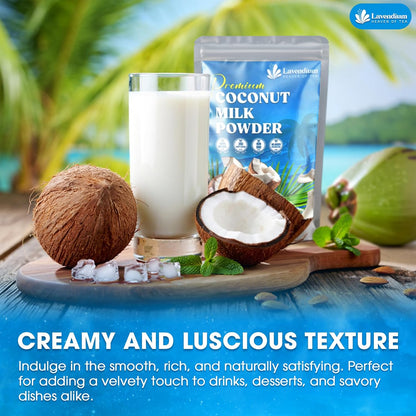 20oz Coconut Milk Powder, 100% Natural, Unsweetened, Perfect for Cake, Coffee, Tea, Creamer Alternative, No Additives, No Gluten, Vegetarian.