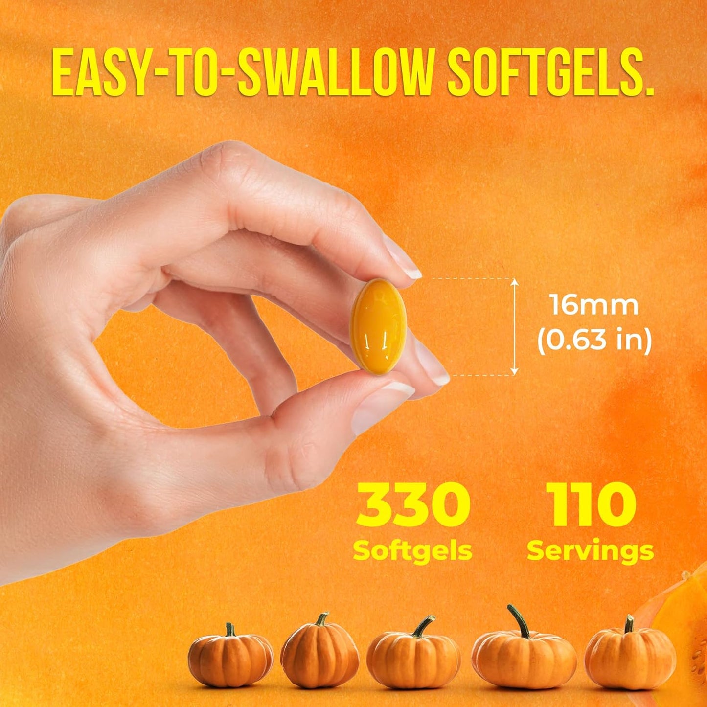 Premium Pumpkin Seed Oil Softgels with Saw Palmetto, 3000mg Per Serving, Cold Pressed, Pure Virgin Oil, Great Hair Support, Non-GMO, Gluten-Free, Vegan