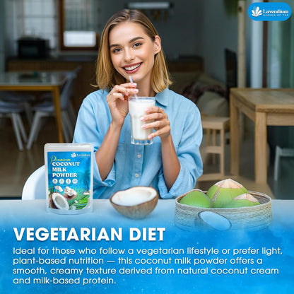 20oz Coconut Milk Powder, 100% Natural, Unsweetened, Perfect for Cake, Coffee, Tea, Creamer Alternative, No Additives, No Gluten, Vegetarian.