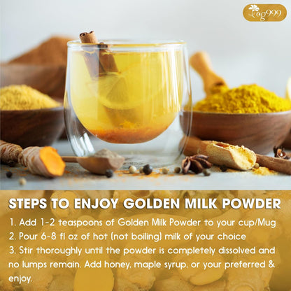 Premium Golden Milk Powder - Turmeric, Cinnamon, Ginger & Black Pepper – Natural Spice Blend for Lattes, Smoothies & Baking