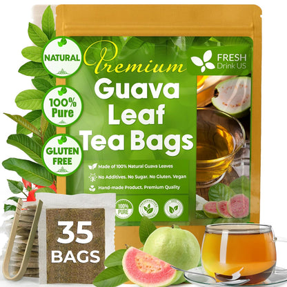 Natural Guava Leaves, Whole Dried Leaves, Cut-and-Sifted Guava leaves, 100% Pure from Guava Leaves, Natural Guava Loose Leaf Herbal Tea, No Additives, No Caffeine, Vegan