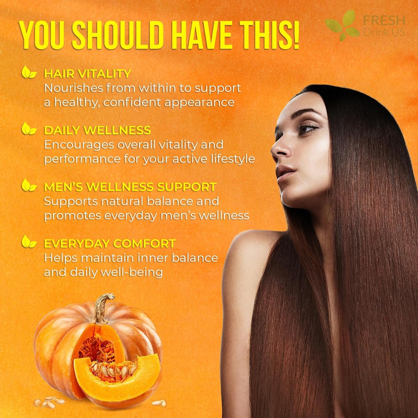 Premium Pumpkin Seed Oil Softgels with Saw Palmetto, 3000mg Per Serving, Cold Pressed, Pure Virgin Oil, Great Hair Support, Non-GMO, Gluten-Free, Vegan