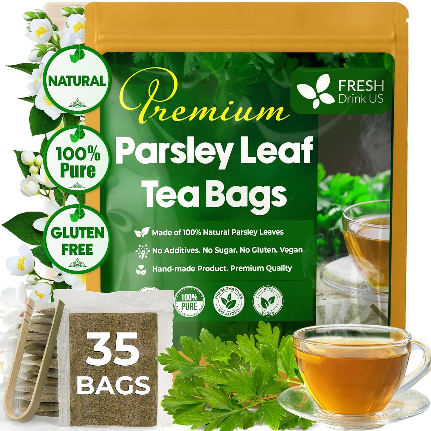 Premium Parsley Leaf Tea Bags, 100% Natural & Pure from Parsley Leaves.