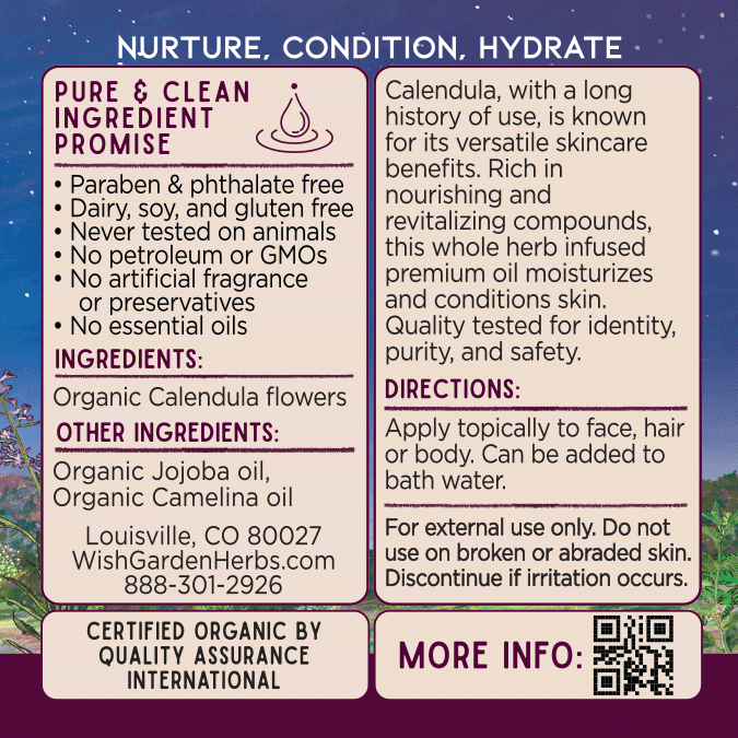 Calendula Oil, Nourish & Revitalize | Organic Herbal Body Oil | WishGarden
