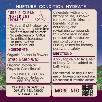 Calendula Oil, Nourish & Revitalize | Organic Herbal Body Oil | WishGarden