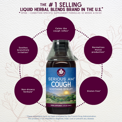 Serious AM Cough, Soothing Syrup | Non-Drowsy Herbal Cough Relief