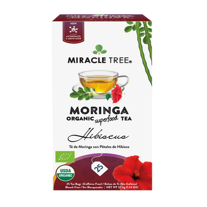 Organic Moringa Tea - Hibiscus - Caffeine-Free Herbal Tea