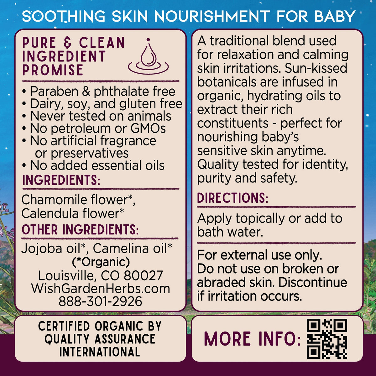 Organic Baby Oil with Chamomile & Calendula | WishGarden