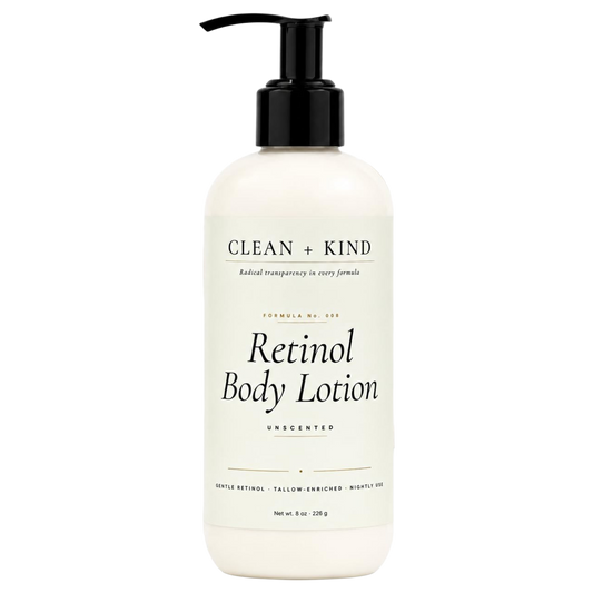 Retinol Body Lotion, 8 oz — Grass-Fed Tallow, Niacinamide, Shea, Jojoba, & Hyaluronic Acid
