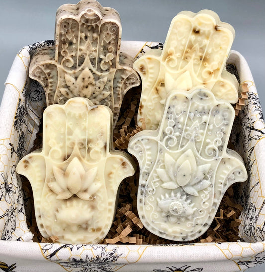 Hamsa Soap Bar | Handcrafted Natural Soap in Rose Garden, Honey Chamomile, Lavender Oatmeal & More