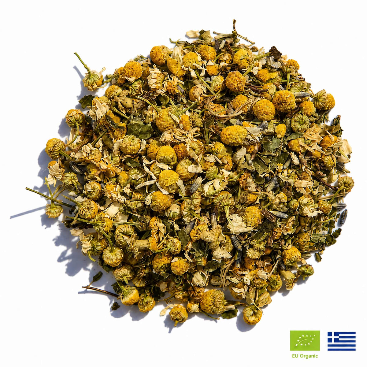 Calm Tea | Organic Whole Leaf Greek Herbal Blend with Lavender, Chamomile & Lemon Balm for Stress Relief & Relaxation — Caffeine-Free, Physician-Studied