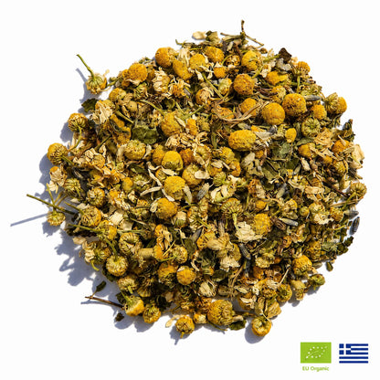 Calm Tea | Organic Whole Leaf Greek Herbal Blend with Lavender, Chamomile & Lemon Balm for Stress Relief & Relaxation — Caffeine-Free, Physician-Studied