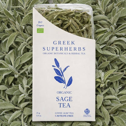 Greek Sage Tea | Organic Salvia Fruticosa from Ikaria Blue Zone Greece — Caffeine-Free, Physician-Studied Longevity Herb