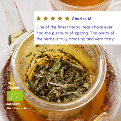 Ikaria Blue Zone Tea | Organic Wild-Crafted Greek Mountain Tea — As Seen on Netflix “Live to 100”, Caffeine-Free & Physician-Studied