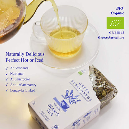 Ikaria Blue Zone Tea | Organic Wild-Crafted Greek Mountain Tea — As Seen on Netflix “Live to 100”, Caffeine-Free & Physician-Studied