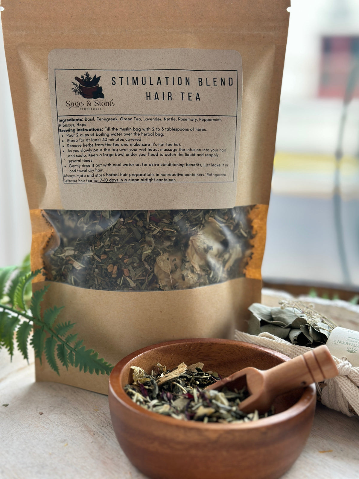 Hair Stimulation Herbal Tea Blend | Rosemary, Nettle & Peppermint Scalp Rinse for Hair Growth & Loss Prevention