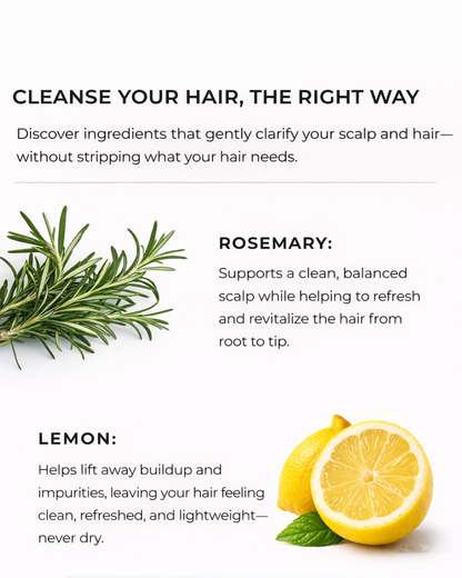 Lemon & Rosemary Clarifying Shampoo | Deep Cleanse & Scalp Reset