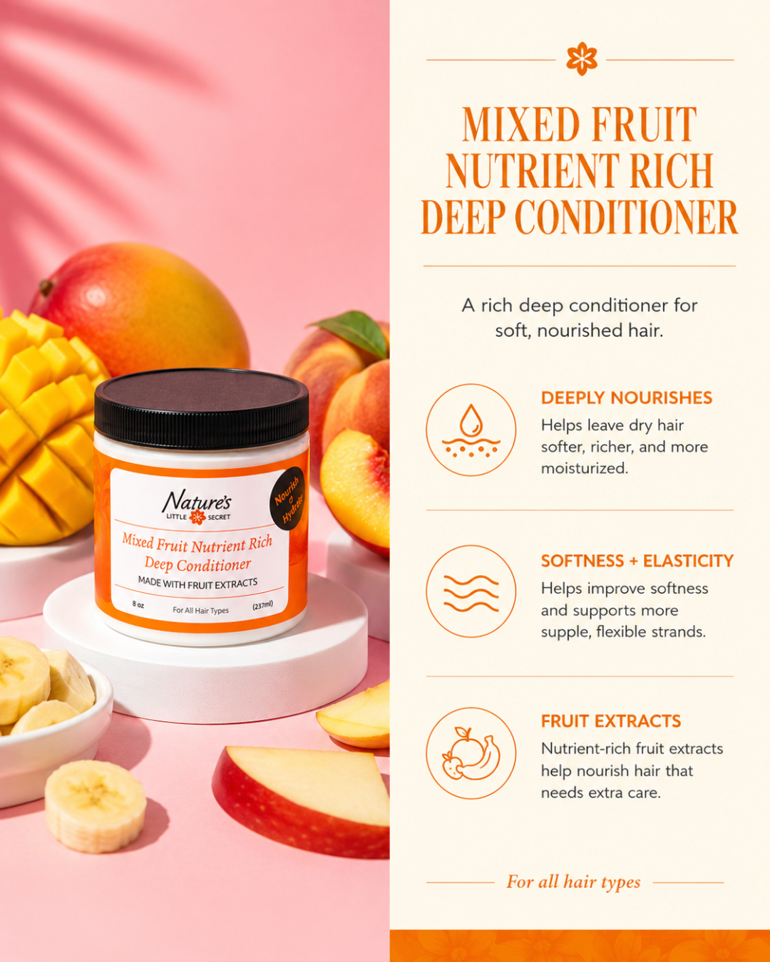 Mixed Fruit Nutrient-Rich Deep Conditioner | Vitamin Boost for Dry Hair