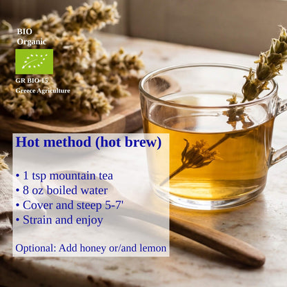 Mountain Tea | Organic Wild-Crafted Greek Sideritis from Mount Olympus — Highest Polyphenol Herbal Tea, Caffeine-Free & Physician-Studied