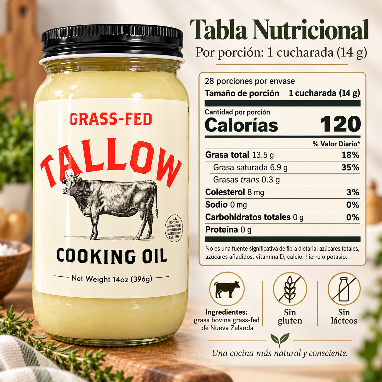 Grass-Fed Tallow - New Zealand Beef Fat | 14 oz