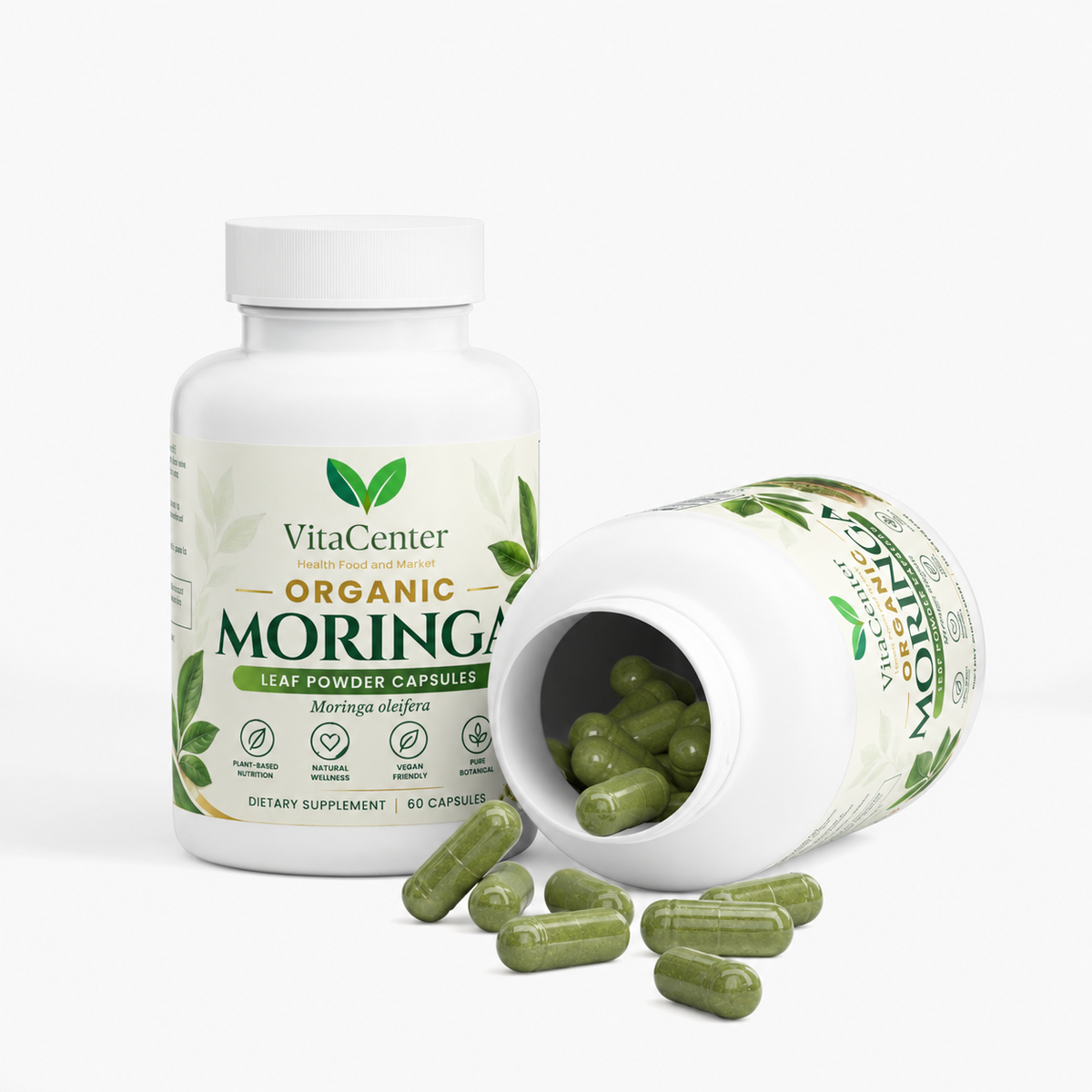 Organic Moringa Leaf Powder Capsules