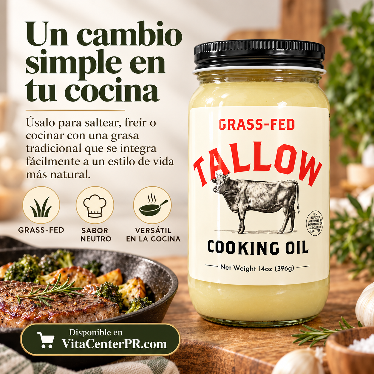 Grass-Fed Tallow - New Zealand Beef Fat | 14 oz