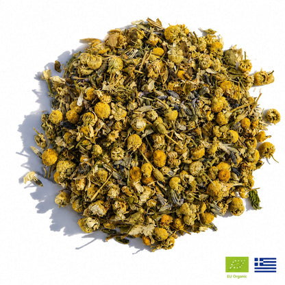 Sleep Tea | Organic Whole Leaf Greek Herbal Blend with Valerian Root, Chamomile & Passionflower for Deep, Restful Sleep — Caffeine-Free